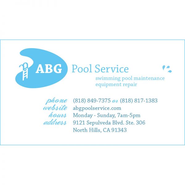 ABG Pool Service Business Card Design by Arpidesign.com in Glendale, CA