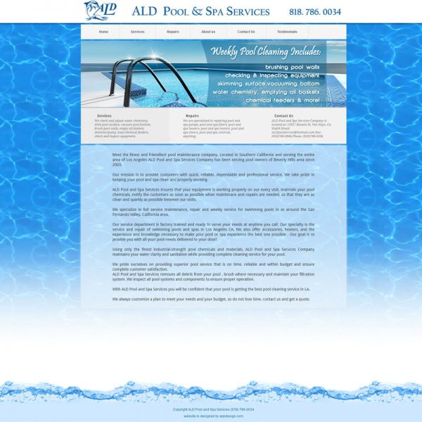 Web Design for ALDPoolService.com