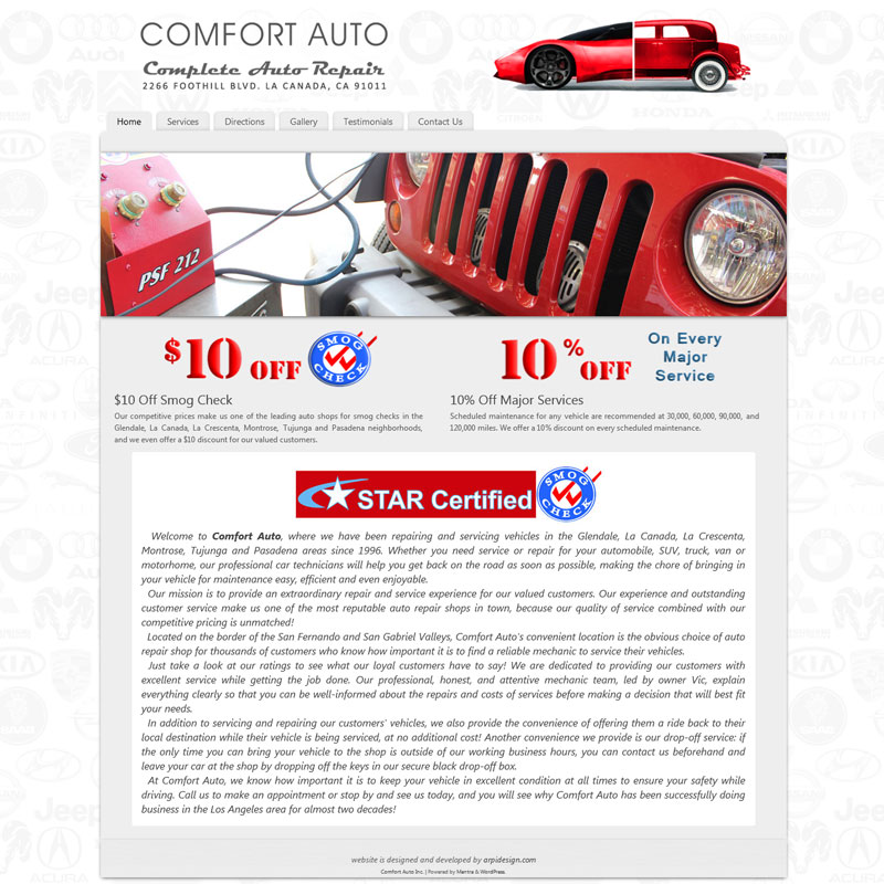 Web Design for ComfortAutoShop.com