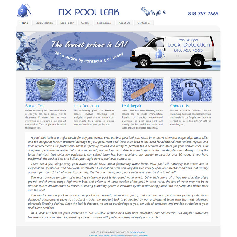 Web Design for FixPoolLeak.com