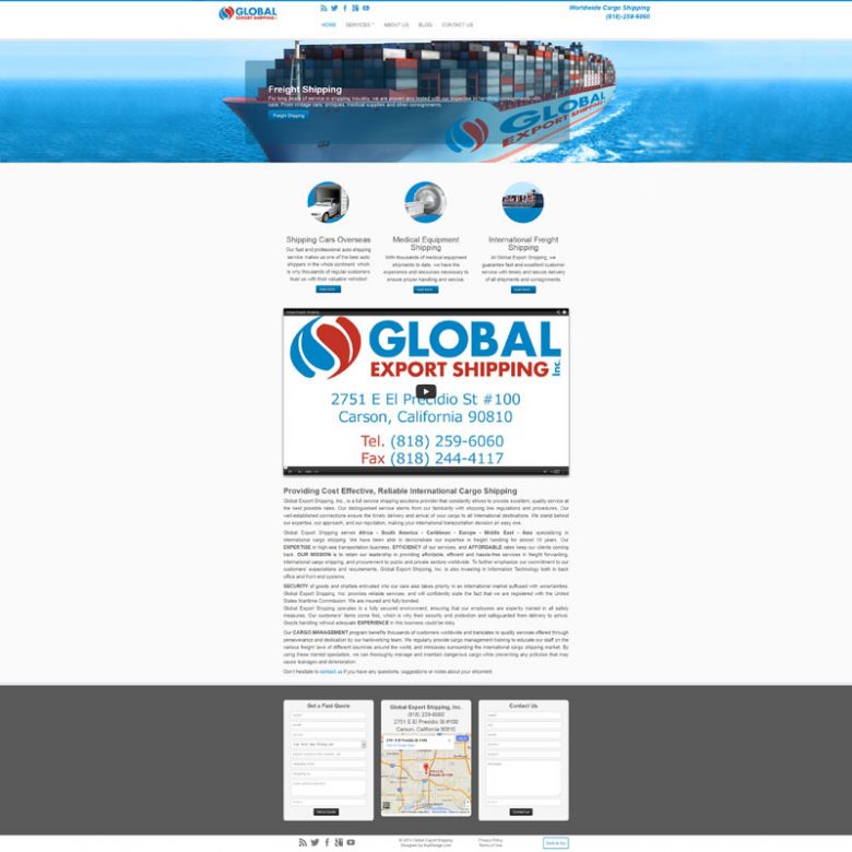 Global Export Shipping site Redesign and Online Marketing
