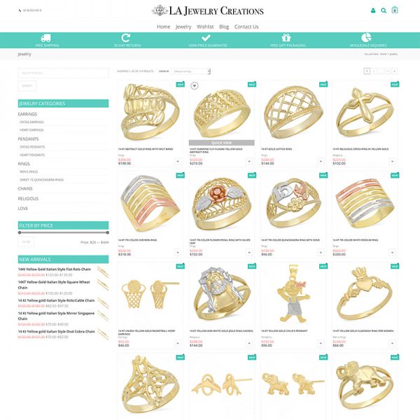 Jewelry Website Redesign and Search Engine Optimization in Los Angeles