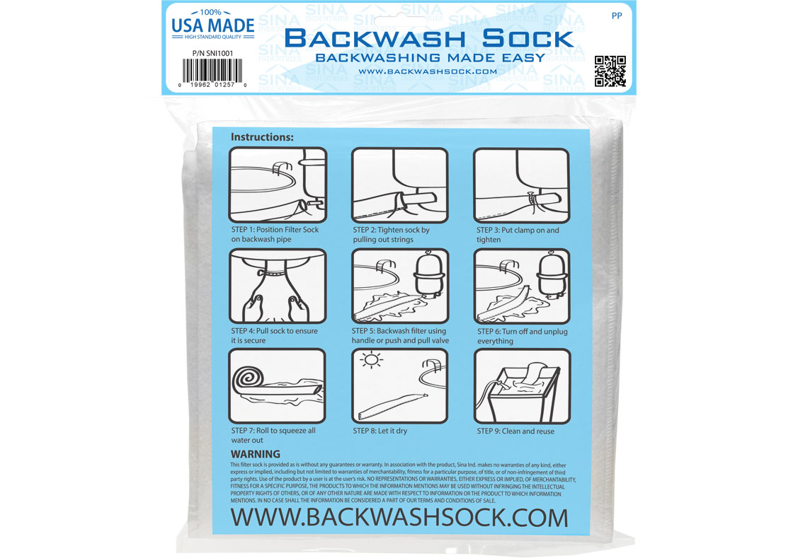 Backwash Sock Package Design by ArpiDesign.com in Glendale CA