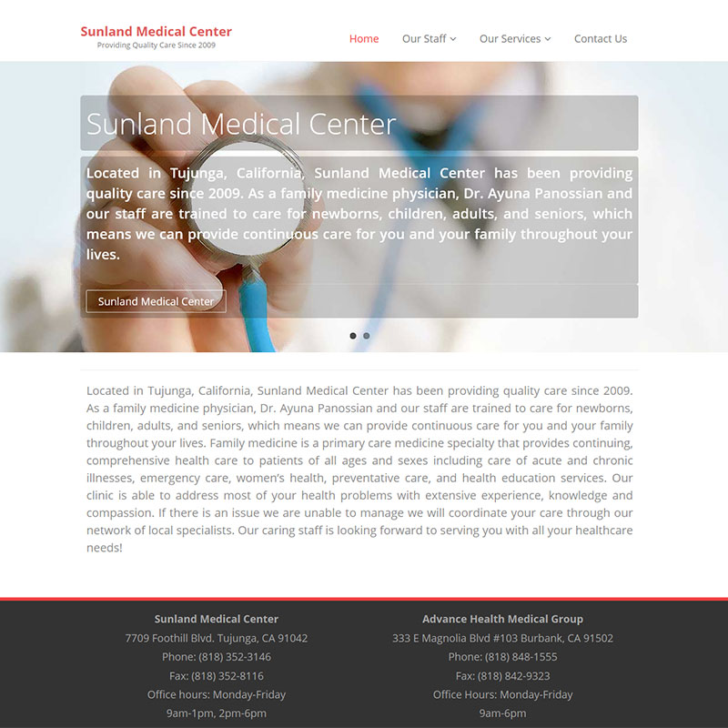 SunlandMedicalCenter.com Website Design