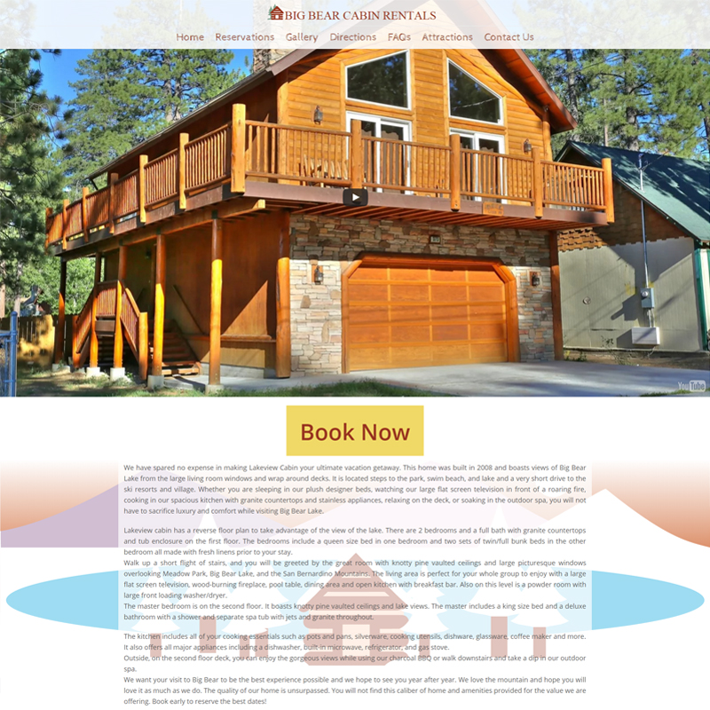 Vacation Cabin Rental Website Design in Los Angeles